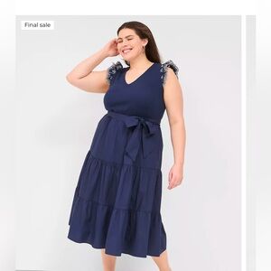 Lane Bryant Eyelet Sleeve Belted Midi dress | Size 26/28